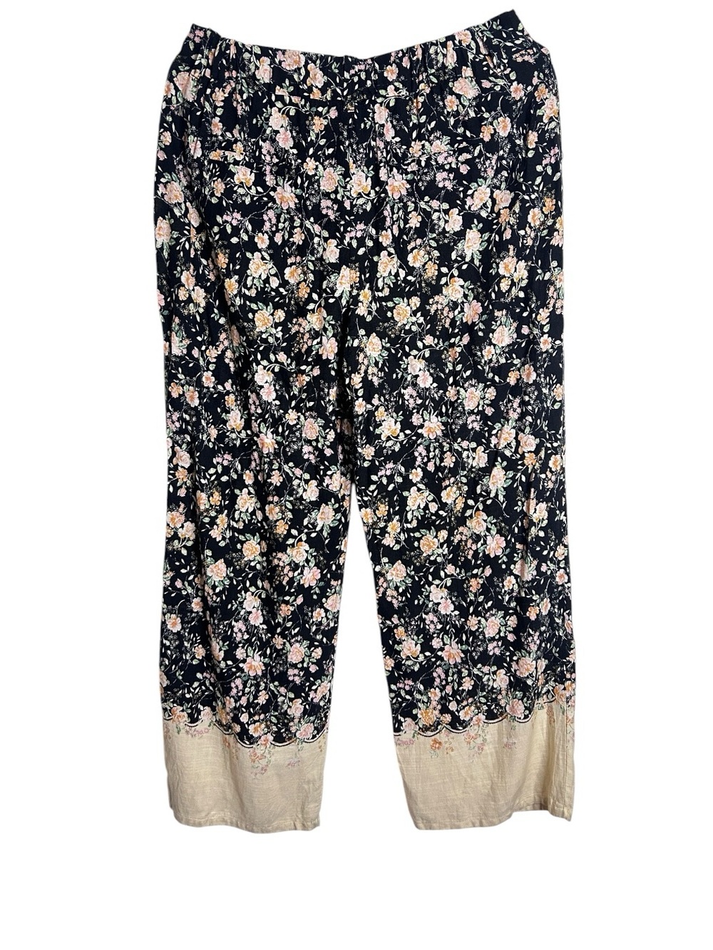LC Lauren Conrad Floral Wide Leg Pants Black Pink Size 16